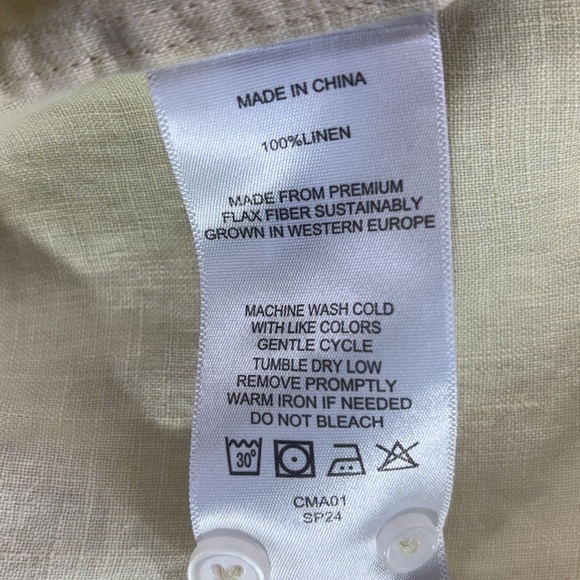 Quince Soft Yellow Long Sleeve Linen Button Down Shirt Size XS - Picture 6 of 7